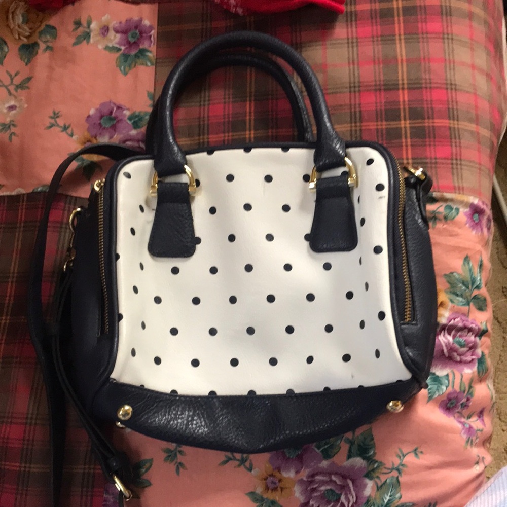 Navy and white polka dot handbag/shoulder bag